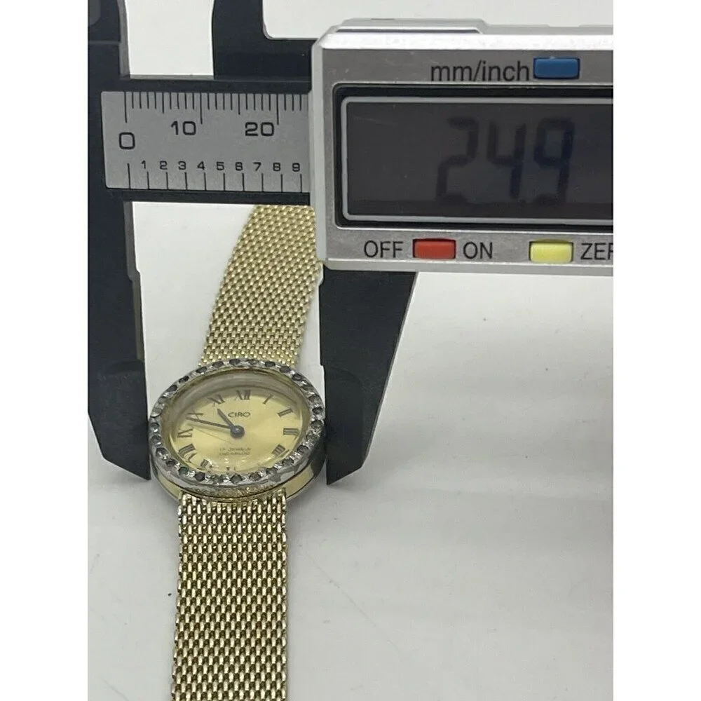 Vtg Ciro Incabloc Bejeweled Mechanical Women's Wrist Watch 10K Rolled Gold Plate